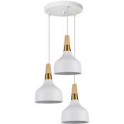 Lampe suspension moderne créative fer forgé restaurant bar E27 lustre suspension éclairage 3 lumières (blanc) - Blanc