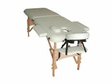 Lit/table de massage cosmetique pliable en bois 2 zones