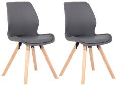 Lot 2 chaises avec pieds en bois assise en similicuir