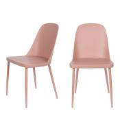 Lot de 2 chaises en résine et métal rose