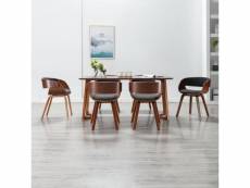 Lot de chaises de salle à manger 6 pcs gris bois courbé et tissu - gris - 52 x 53 x 70 cm