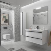 Meuble de salle de bain Attila Salgar Avec miroir + led - 100 cm - Avec colonne - Blanc mat