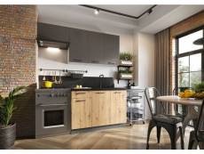 Meubles cuisine complète clara gris chêne mat - 1m80 - 5 meubles