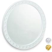 Miroir mural rond, Miroir à accrocher, Salon, salle de bain & wc, ∅ env. 50,5 cm avec cadre, Blanc - Relaxdays