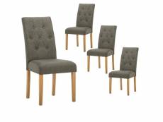 Oxford - lot de 4 chaises gris taupe avec boutons