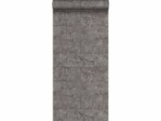 Papier peint imitation pierre taupe - 347582 - 53 cm