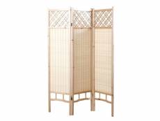 Paravent japonais en pin et bambou 3 vantaux l133 cm new niha