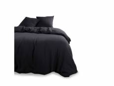 Parure de lit en coton - 220 x 240 cm - noir