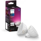 Philips Hue - White and Color Ambiance, ampoule connectée MR16, compatible Bluetooth, lot de 2, fonctionne avec Alexa, Google Assistant et Apple