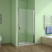 Porte de douche 110x195cm porte de douche pivotante et pliante verre anticalcaire
