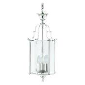 Searchlight - Lanterns - Suspension lanterne à 3 ampoules au chrome, verre transparent, E14