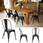 Sifree - lot de 4 chaises atelier style industriel design avec dossier noir