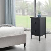 Table de chevet noire élégante équipée de 2 tiroirs 52x27x25 cm dans un style classique