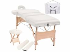 Table de massage pliable et tabouret 10 cm d'épaisseur blanc helloshop26 02_0001864