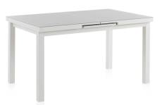 Table extensible en aluminium blanche et verre trempé 180/240X100 cm