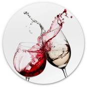 Tableau en métal Rond métallisé Cuisine Verres de vin Vin rouge Vin blanc Rouge Jaune ø 45cm - blanc