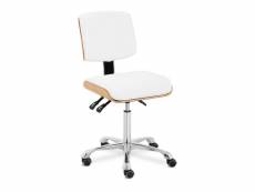 Tabouret chaise siège de bureau à roulette contreplaqué design blanc helloshop26 14_0003748