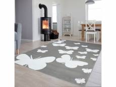 Tapiso luxury tapis moderne papillons gris blanc fin 250 x 350 cm T629A GRAY 2,50-3,50 LUXURY PP ESM