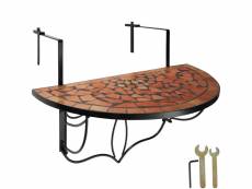 Tectake table de balcon rabattable 75 x 65 x 62 cm - marron terracotta 402765