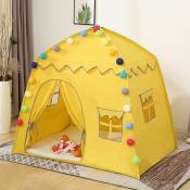 Tente de Jeux- Maison de jeu, 135x105x125cm, Petite maison pliable, adaptée à l'intérieur et à l'extérieur- Jaune