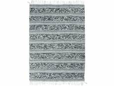 Terra cotton relief - tapis 100% coton bande relief blanc-noir 190x290
