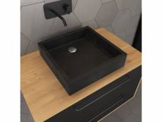 Vasque carrée à poser en résine polyester aspect pierre grise naturelle 40x40x10 cm