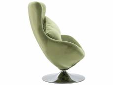 Vidaxl fauteuil pivotant en forme d’œuf avec coussin vert clair velours 248467