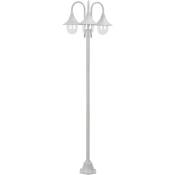 Vidaxl - Lampadaire de jardin E27 220 cm Aluminium 3 lanternes Blanc Blanc