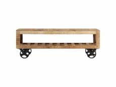 Vidaxl table basse avec roues bois de manguier massif 110 x 50 x 37 cm 246208