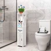 Wyctin - Hofuton Meuble wc Armoire Toilette Colonne 20x20x80cm - Etagère de Rangement 4 Niveaux Salle de Bain Porte-papier - Blanc