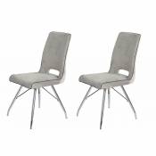 2 chaises velours gris - bella - Gris