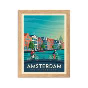 Affiche Amsterdam Pays-Bas avec Cadre (Bois) 30x40 cm