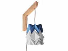 Applique murale bois et petite suspension origami bicolore en papier