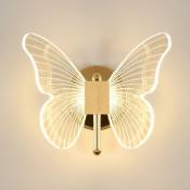 Applique Murale led 10W,Lampe Murale Papillon Créatif, 3-couleurs Réglable 3000K-6500K Lampe de Chevet, Applique Murale pour Chambres éclairage