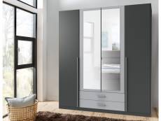 Armoire placard meuble de rangement coloris graphite/gris