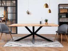 Bobochic table à manger twist bois d'acacia massif et pieds en métal noir 180x90