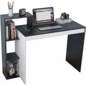 Bureau , petit bureau, établi en bois composite avec étagère pour dossiers, bonsaï, blanc/noir, 110 x 40 x 90 cm - Soges
