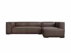 Canapé d'angle droit "agawa", 4 places, gris brun, cuir véritable MIC_RC_71_F1_AGAWA1