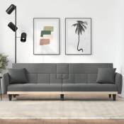 Canapé-lit avec porte-gobelets gris foncé tissu - Gris - The Living Store