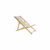 Chaise longue pliante chilienne en bois et tissu beige