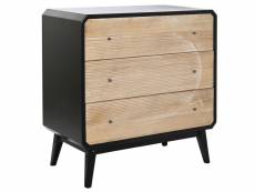 Commode, meuble de rangement en bois coloris naturel, noir - longueur 80 x profondeur 40 x hauteur 79,5 cm