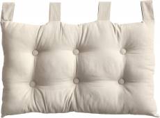 Coussin tête de lit en coton et pattes boutonnées - Ecru - 70 x 45 cm