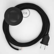 Creative Cables - Cordon pour lampadaire, câble RC04 Coton Noir 3 m. Choisissez la couleur de la fiche et de l'interrupteur Noir