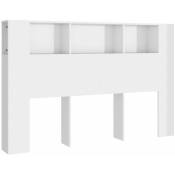Décoshop26 - Tête de lit avec rangement accessoire de lit table de chevet étagère 160 x 18,5 x 104,5 cm mdf blanc brillant