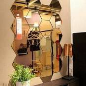 Dolaso - Lot De 12 Miroirs Acryliques Autocollants Muraux Hexagonaux En Plastique Pour Décoration D'Intérieur, Pour Le Salon, La Chambre à Coucher,