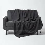 Homescapes - Jeté de lit ou de canapé - Rajput - Noir - 150 x 200 cm - Noir