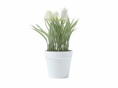 Homescapes tulipes blanches artificielles en pot blanc 22 cm AP1428