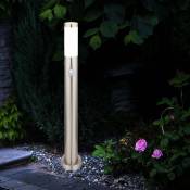 Lampadaire extérieur design terrasse base inox jardin sensor lampe argent dans un set comprenant des ampoules led