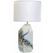 Lampe motif abstrait en céramique abat jour blanc