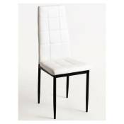 Les Tendances - Chaise simili cuir blanc capitonné et pieds acier noir Kentor